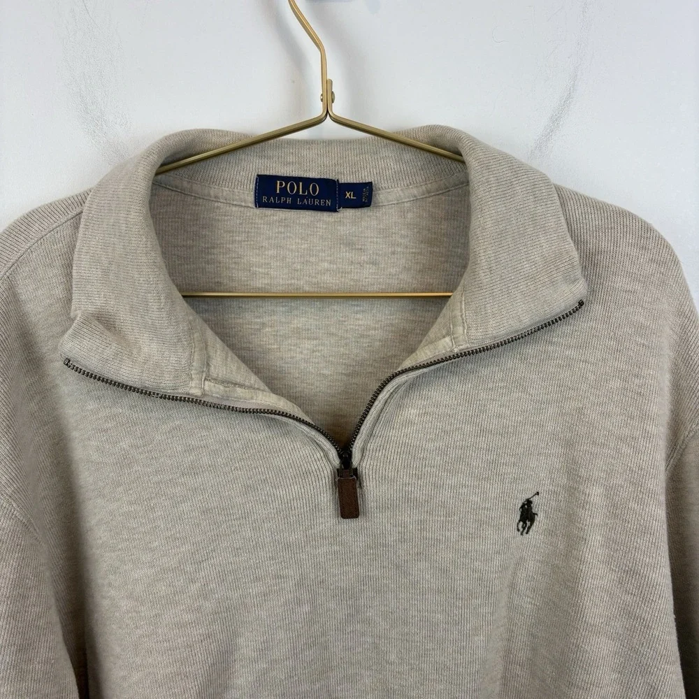 Polo Ralph Lauren Tan Cream‎ Knit Pullover Sweater Size XL 100% Cotton Preppy
